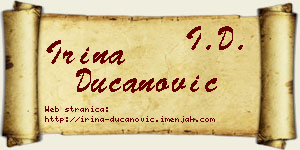 Irina Ducanović vizit kartica